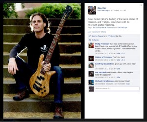 Omer posing with his Spector bass guitar. Isnt it a beauty?