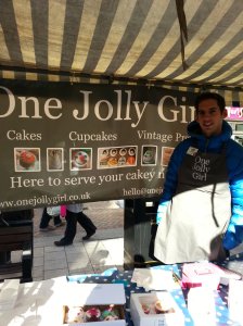 Angus at the One Jolly Girl stand in the High Town
