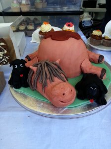 Horse shaped cake  fresh from the oven  from Licky Lips Bakery