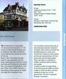 Herefordshire Council brochure mentioning The Old House Museum