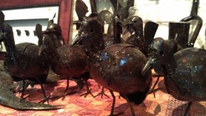 A whole flock of metal sculptures at the stand