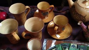 Hand painted mugs and teapots 