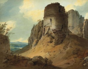 Title: Goodrich Castle, Herefordshire Author: Hugh William Williams known as Hugh "Grecian"Williams (1773-1829) Signed and dated 'Williams/1801' (lower centre, on a rock) and inscribed 'Goodrich Castle/S Wales' (lower left) pencil and watercolour with gum arabic The painting can be see here: http://www.christies.com/lotfinder/drawings-watercolors/hugh-william-grecian-williams-goodrich-castle-herefordshire-5520431-details.aspx