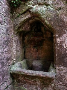 One of the drinking wells or drinking fountains located throughout the castle. This particular fountain is placed  near the courtyard and was used by the servants to quench their thirst and to wash their hands after work