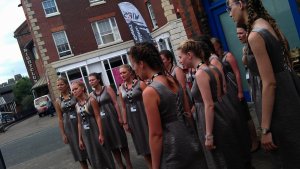 The girls had matching silver dresses  - they looked absolutely beautiful