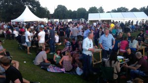 Beer garden in the middle 