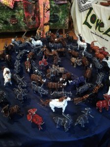 Sophisticacated dsiplay - wire and beads animals 
