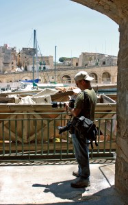 Darrin Zammit Lupi working on site during Isla Herritage Day, July 2010. Photo by Malicia