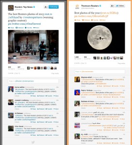 Reuters Twitter accounts on December 2013