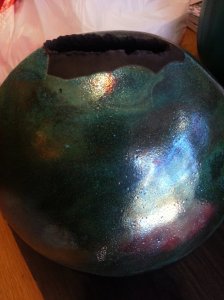 Raku pottery by Kate Dawson - Rita's favorite piece of art this year! 