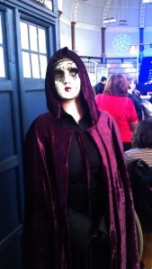 Clockwork Woman  posing for a picture near the Tardis 