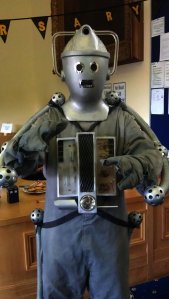 Artist and sculptor Raymond Noakes as the Terror in silver - The Cyberman