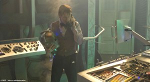 Matt Smith as the Doctor taking a call inside the TARDIS. Somehow, we are not convinced that he is ordering a pizza...