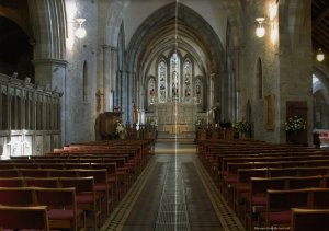 Brecon Cathedral - The nave from west end Photography by R.J.L Smith. Used with permission