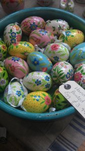 Bowl filled with Easter eggs