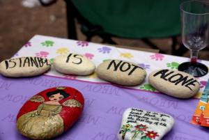 Some of Berivan's  incredible stone artworks were  displayed at her stand