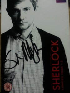 Sherlock DVD signed by Mr Moffat - kept under lock and key in private collection
