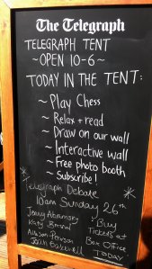 Official sponsor of the festival and the media partner had their own tent  called The Telegraph Tent