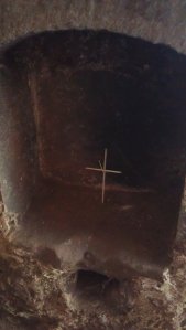Small cross made of straw left by one  of the pilgrims