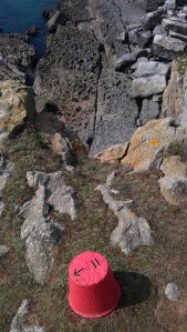 Red climbing post near the old bunkers