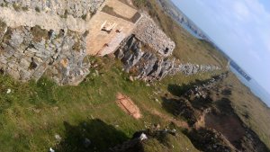 Long ravine with derelict train tracks