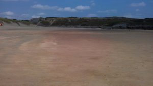 At low tide the beach is growing in size