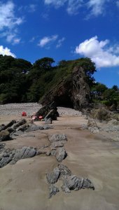 Bigger picture with the cave in the background