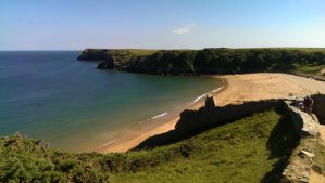 Barafundle Bay as seen from the cliffs