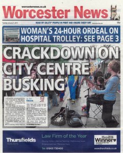 Worcester News front page on January 3 2017 Warning: reading may cause spasms to all music fans.